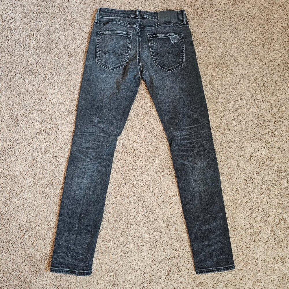 American Eagle Jeans Mens Tag 29x32 Act 29x29 Black Athletic Skinny Airflex Plus - Picture 2 of 13